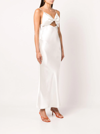 Shop Fleur Du Mal Bow-embellished Silk Slip Dress In White