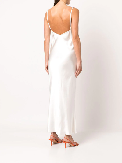 Shop Fleur Du Mal Bow-embellished Silk Slip Dress In White