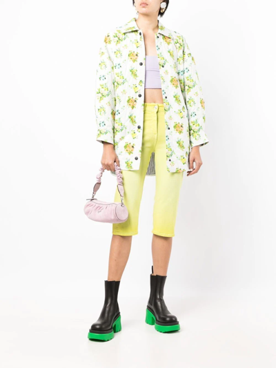 Shop Msgm Mid-rise Cropped Trousers In Yellow