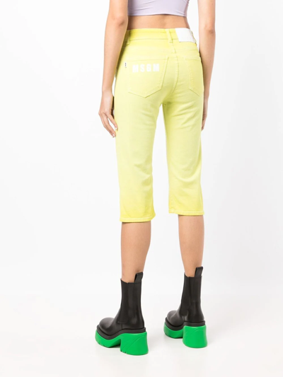 Shop Msgm Mid-rise Cropped Trousers In Yellow