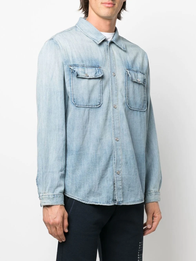 Shop Frame Button-down Denim Shirt In Blue