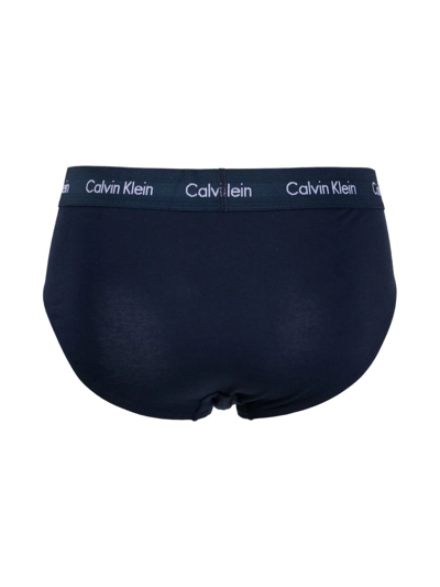 Shop Calvin Klein Underwear Logo-waistband Briefs Set Of 3 In Blue