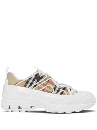 Shop Burberry Arthur Vintage Check Sneakers In Neutrals