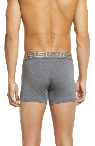 Shop Versace 2-pack Greca Border Boxers In A91m Black/grey