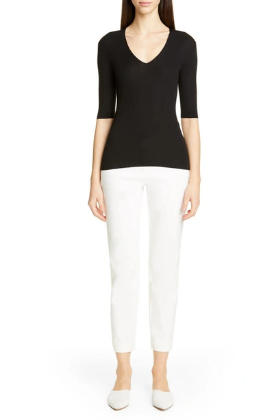 Shop St John Fine Gauge Ribbed Sweater In Caviar