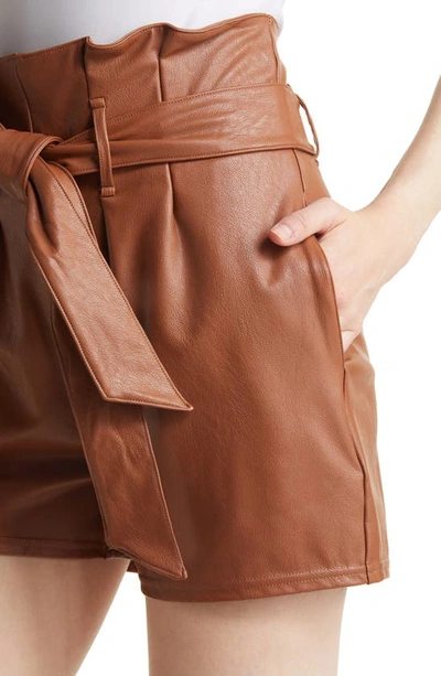 Shop Commando High Waist Faux Leather Paperbag Shorts In Cocoa