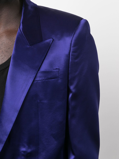 Shop Saint Laurent Satin Single-breasted Blazer In Purple