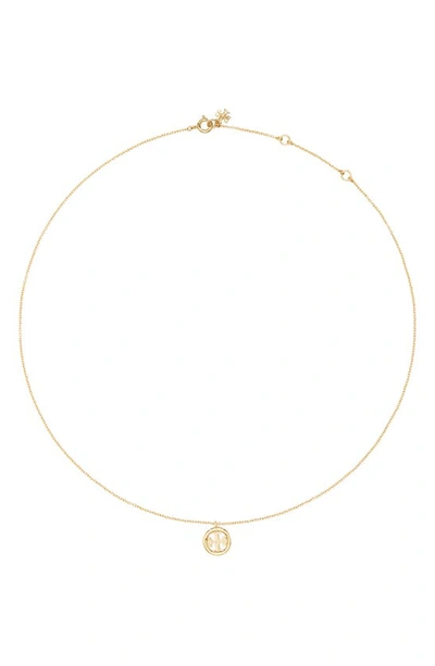 Shop Tory Burch Miller Pendant Necklace In Tory Gold
