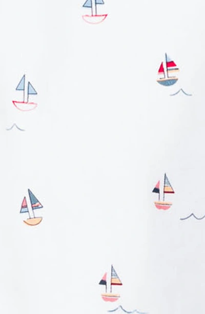 Shop Petite Plume Kids' Ruffle Sailboat Print One-piece Pajamas In White