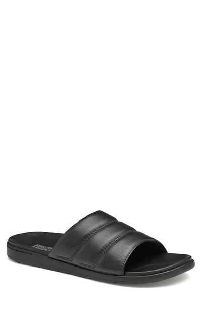 Shop Johnston & Murphy Branson Slide Sandal In Black Full Grain