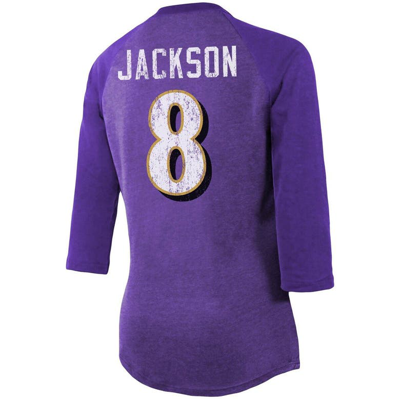 Shop Majestic Threads Lamar Jackson Purple Baltimore Ravens Player Name & Number Tri-blend 3/4-sleeve Fit