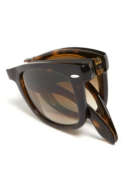 Shop Ray Ban Wayfarer 50mm Folding Sunglasses In Light Brown/ Brown