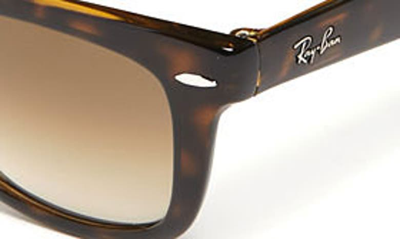 Shop Ray Ban Wayfarer 50mm Folding Sunglasses In Light Brown/ Brown