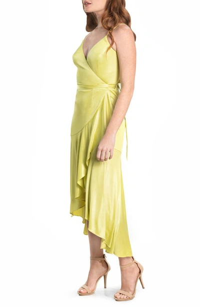 Shop Dress The Population Salome Wrap Dress In Lemongrass