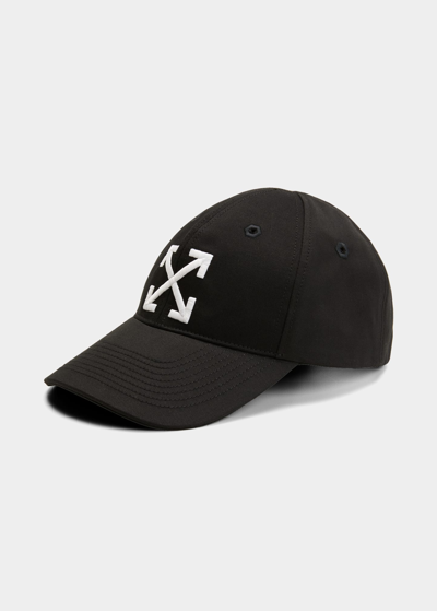 Shop Off-white Arrow Cotton Baseball Cap In Black White