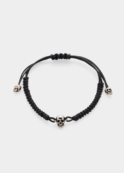 Shop Alexander Mcqueen Men's Skull Cord Friendship Bracelet In Black