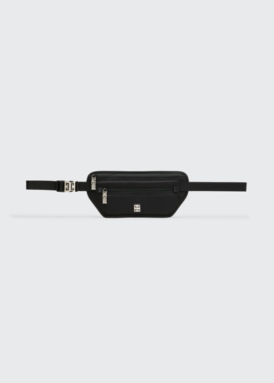 Shop Givenchy Men's 4g Light Nylon Flat Belt Bag In Black