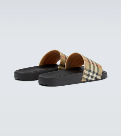 Shop Burberry Vintage Checked Slides In Archive Beige Ip Check