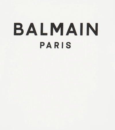 Shop Balmain Logo Cotton T-shirt In 100-bianco