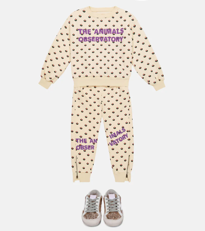 The Animals Observatory Panther Printed Cotton Sweatpants In White