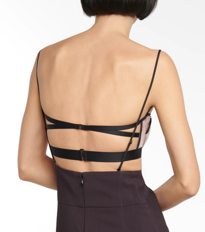 Nensi Dojaka Cutout Mesh-paneled Minidress In Aubergine Pink