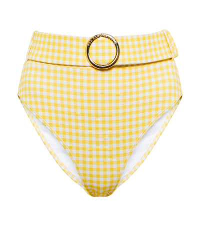 Shop Alexandra Miro Ursula Checked High-rise Bikini Bottoms In Yellow Gingham