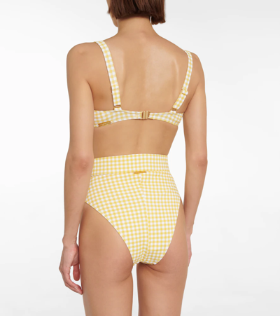 Shop Alexandra Miro Clara Checked Bikini Top In Yellow Gingham