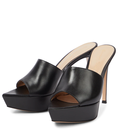 Shop Gianvito Rossi Betty Point-toe Leather Mules In Black