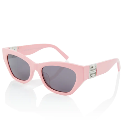 Shop Givenchy 4g Cat-eye Sunglasses In Shiny Pink / Smoke