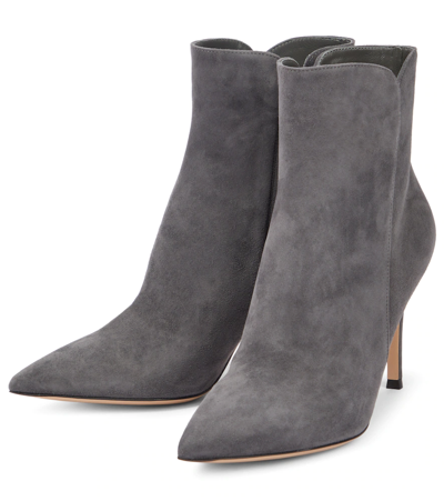 Shop Gianvito Rossi Levy Suede Ankle Boots In Lapis