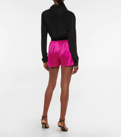 Shop Tom Ford High-rise Silk-blend Satin Shorts In Hot Pink