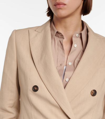 Shop Brunello Cucinelli Double-breasted Blazer In Avana