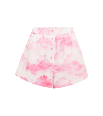 Shop Rotate Birger Christensen Ponisan Cotton Poplin Shorts In Begonia Pink Combo