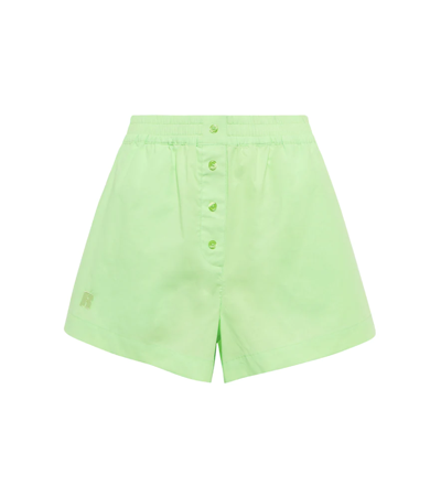 Shop Rotate Birger Christensen Ponisan Cotton Poplin Shorts In Paradise Green