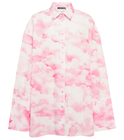 Shop Rotate Birger Christensen Begonia Printed Cotton Poplin Shirt In Begonia Pink Combo