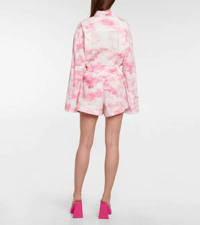Shop Rotate Birger Christensen Ponisan Cotton Poplin Shorts In Begonia Pink Combo
