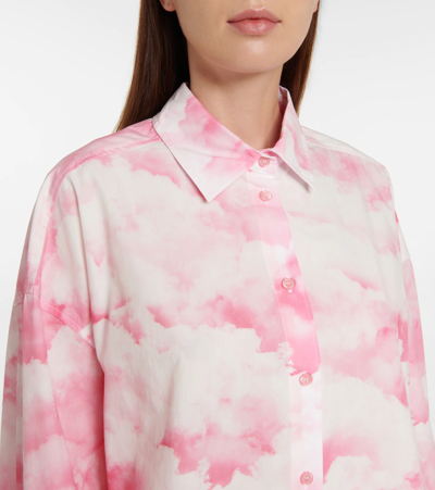 Shop Rotate Birger Christensen Begonia Printed Cotton Poplin Shirt In Begonia Pink Combo