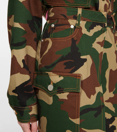 Shop Alessandra Rich High-rise Camouflage Gabardine Miniskirt In Brown-green