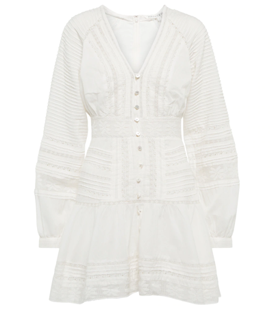 Shop Veronica Beard Addilyn Lace And Cotton Minidress In Off-white