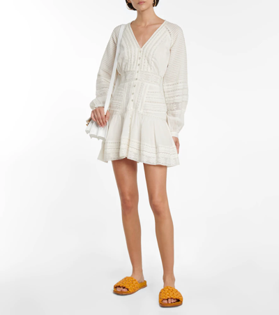 Shop Veronica Beard Addilyn Lace And Cotton Minidress In Off-white