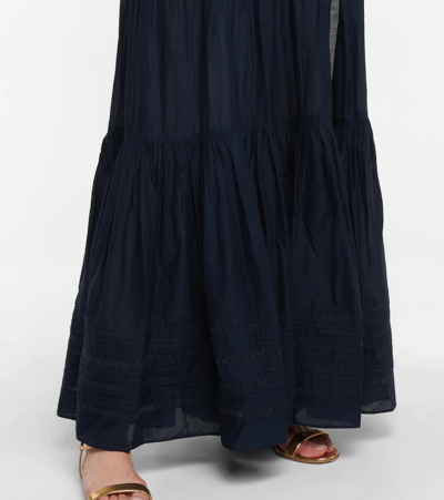 Shop Veronica Beard Satori Lace-trimmed Cotton Maxi Dress In Ink