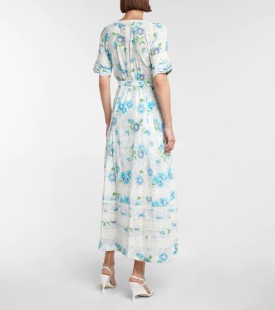 Shop Loveshackfancy Edie Cotton Maxi Dress In Blueberry Cloud