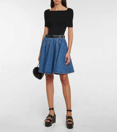 Alaïa Off-shoulder Knit Bodysuit In Black