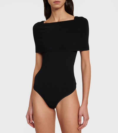 Shop Alaïa Off-shoulder Knit Bodysuit In Black