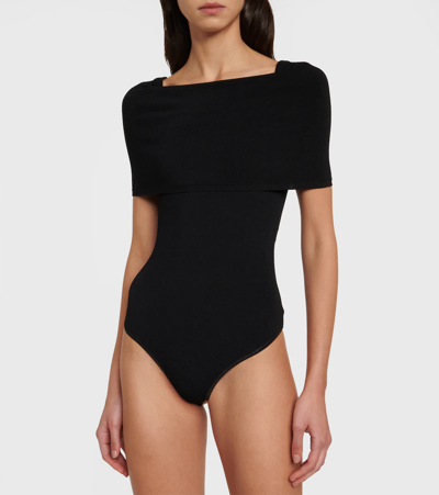 Alaïa Off-shoulder Knit Bodysuit In Black