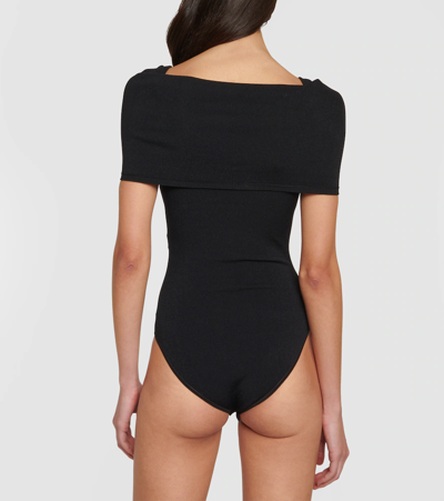 Shop Alaïa Off-shoulder Knit Bodysuit In Black