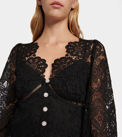 Shop Self-portrait Embellished Lace Blouse In Black