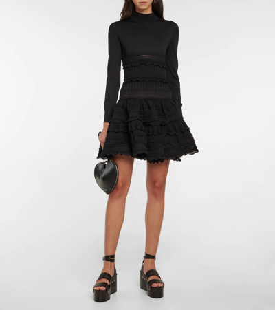 Shop Alaïa Crinoline Wool Minidress In Black