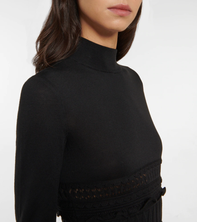 Shop Alaïa Crinoline Wool Minidress In Black