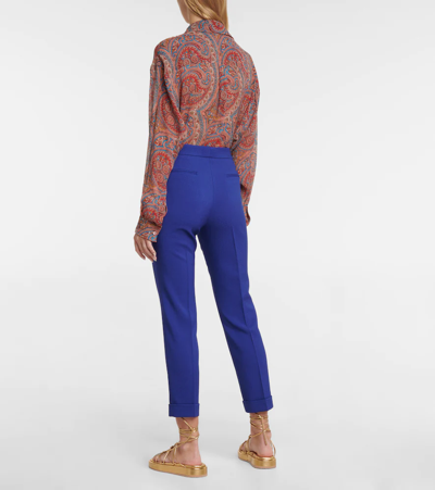 Shop Etro Wool Pants In Blue